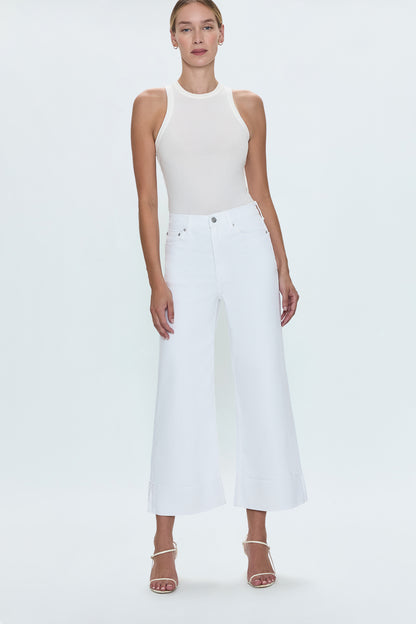 Lana Crop Cuff High Rise Ultra Wide Leg Jean- Vivid White