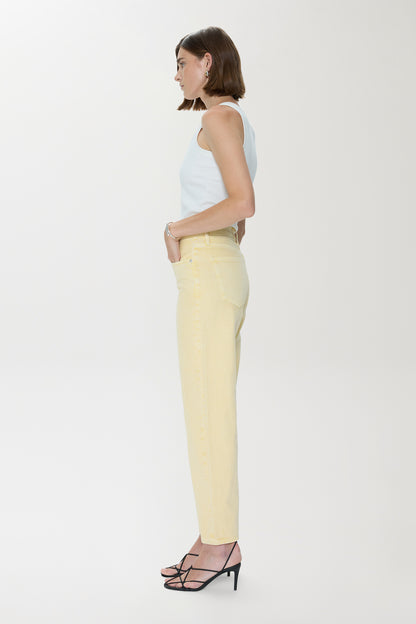 Pistola Lexi Mid Rise Bowed Straight Jean - Day Glow mid rise straight jeans