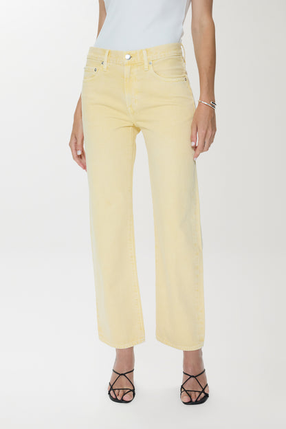 Pistola Lexi Mid Rise Bowed Straight Jean - Day Glow mid rise straight jeans