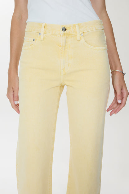 Pistola Lexi Mid Rise Bowed Straight Jean - Day Glow mid rise straight jeans