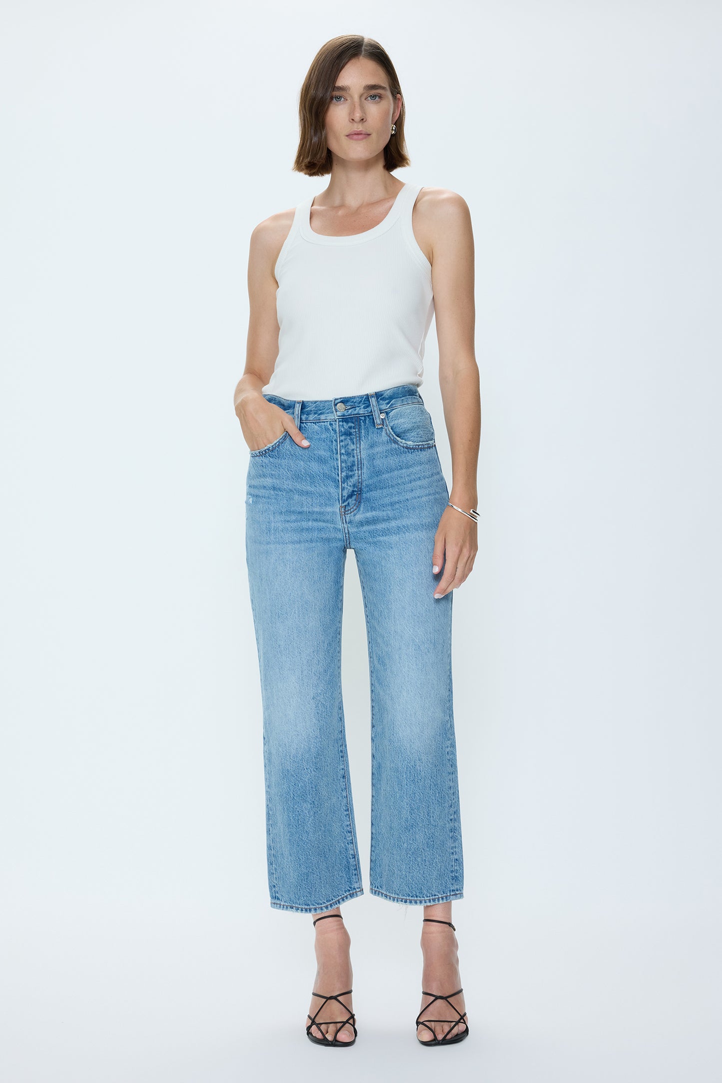 Pistola Cassie Crop Super High Rise Straight - Care Free high rise straight cropped jeans