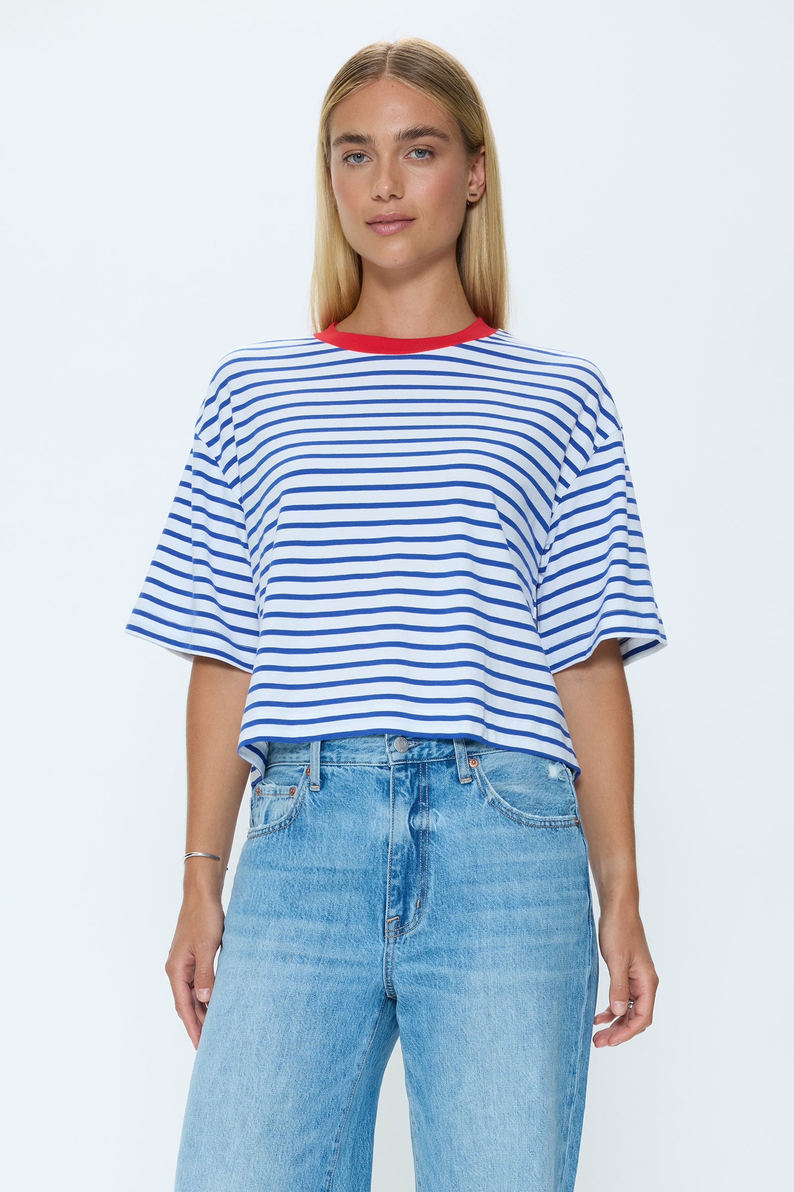 Mae Cropped Tee - Maritime Red – Pistola Denim