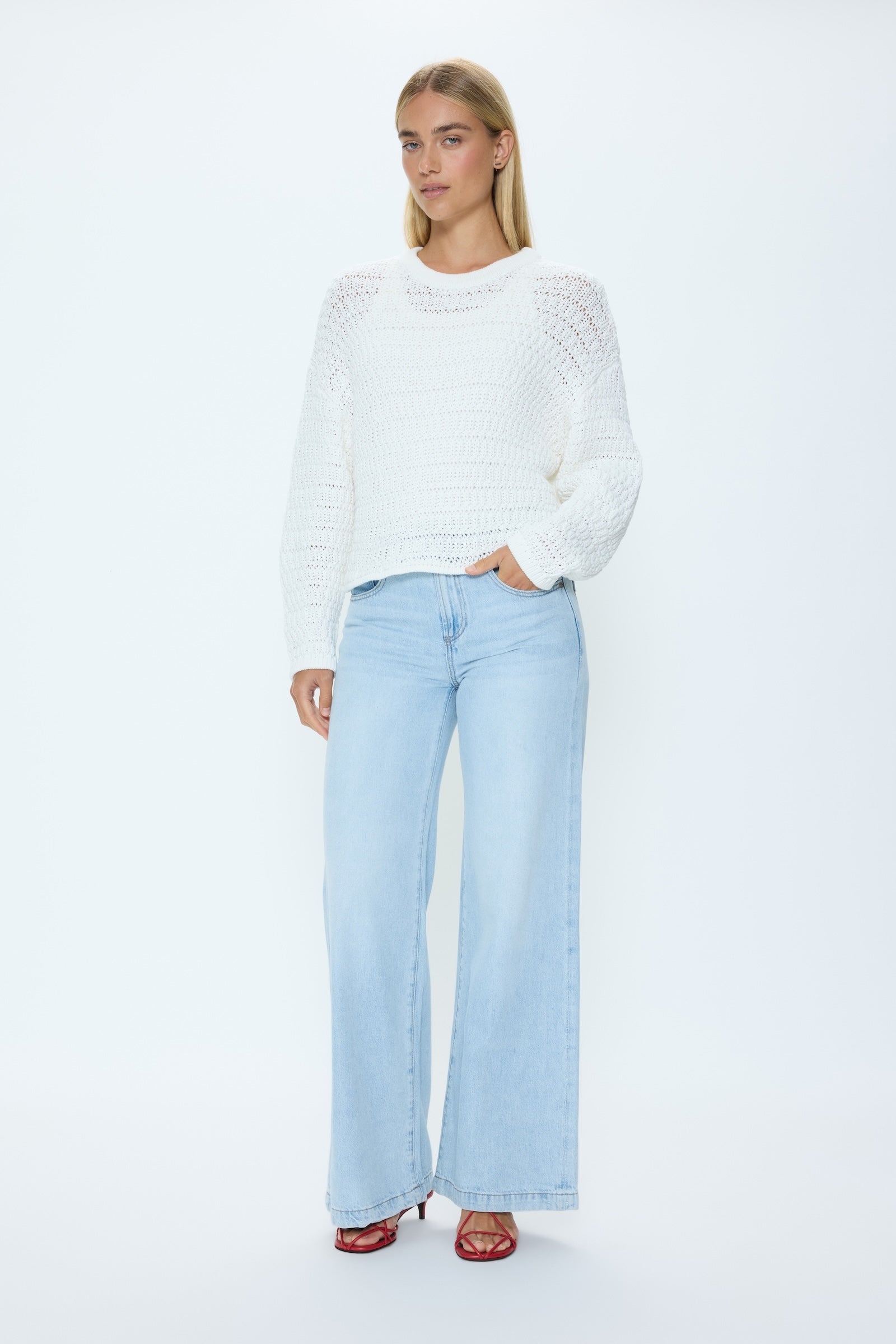 Katya Relaxed Crew Neck Sweater - Le Blanc – Pistola Denim