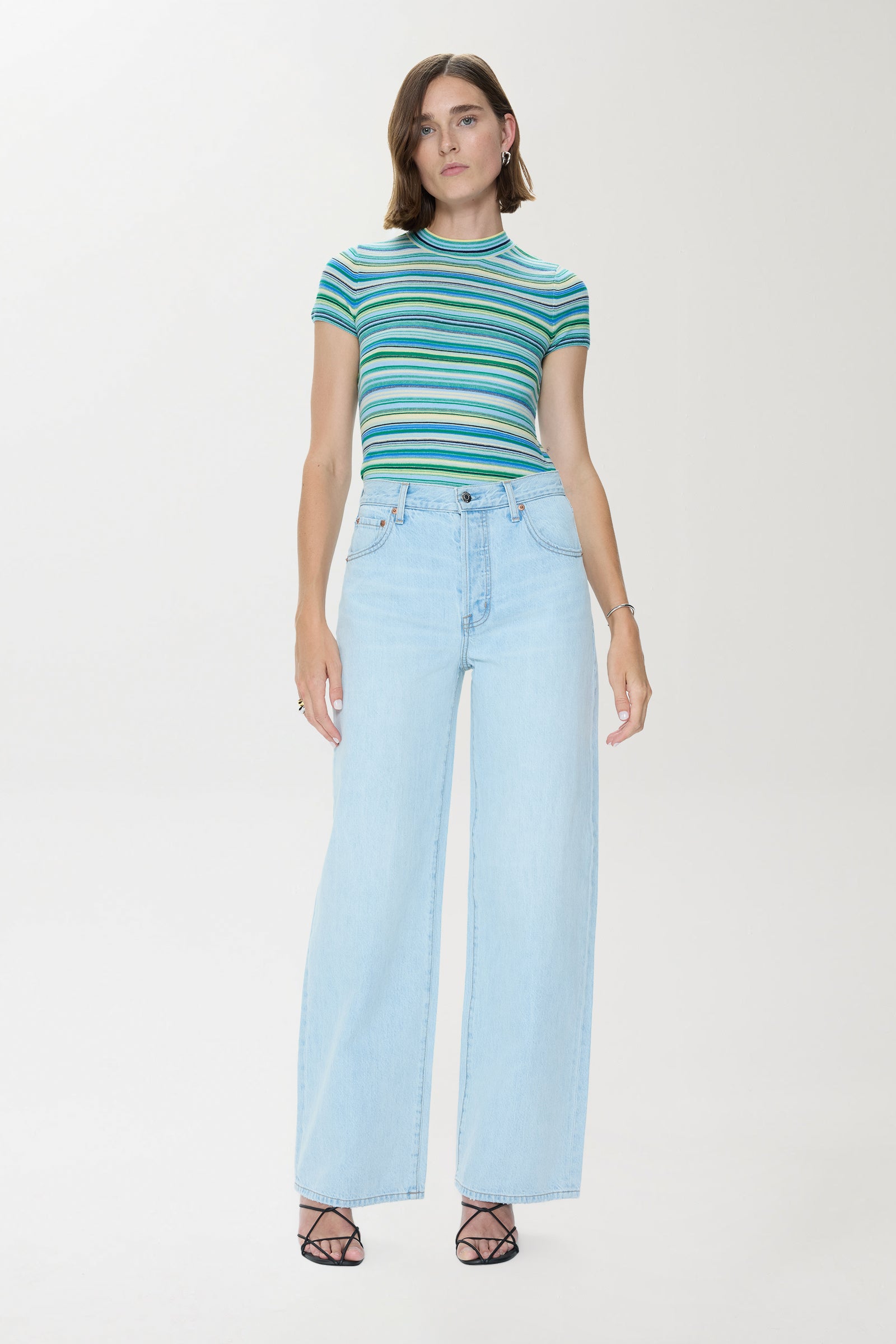Selene Short Sleeve Sweater Tee - Blue Green – Pistola Denim