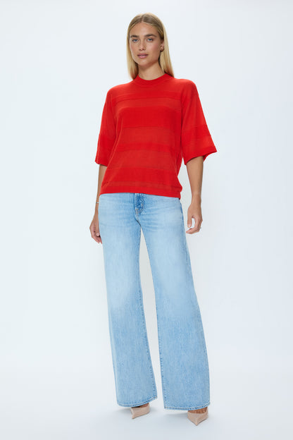 Tara Featherweight Sweater Tee - Maraschino