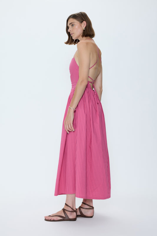 Pistola Sadee Open Back Dress - Magenta Stripe dress