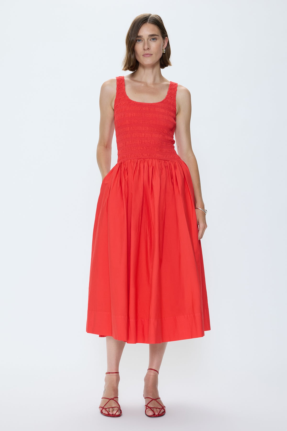 Alessia Smocked Drop Waist Dress Maraschino