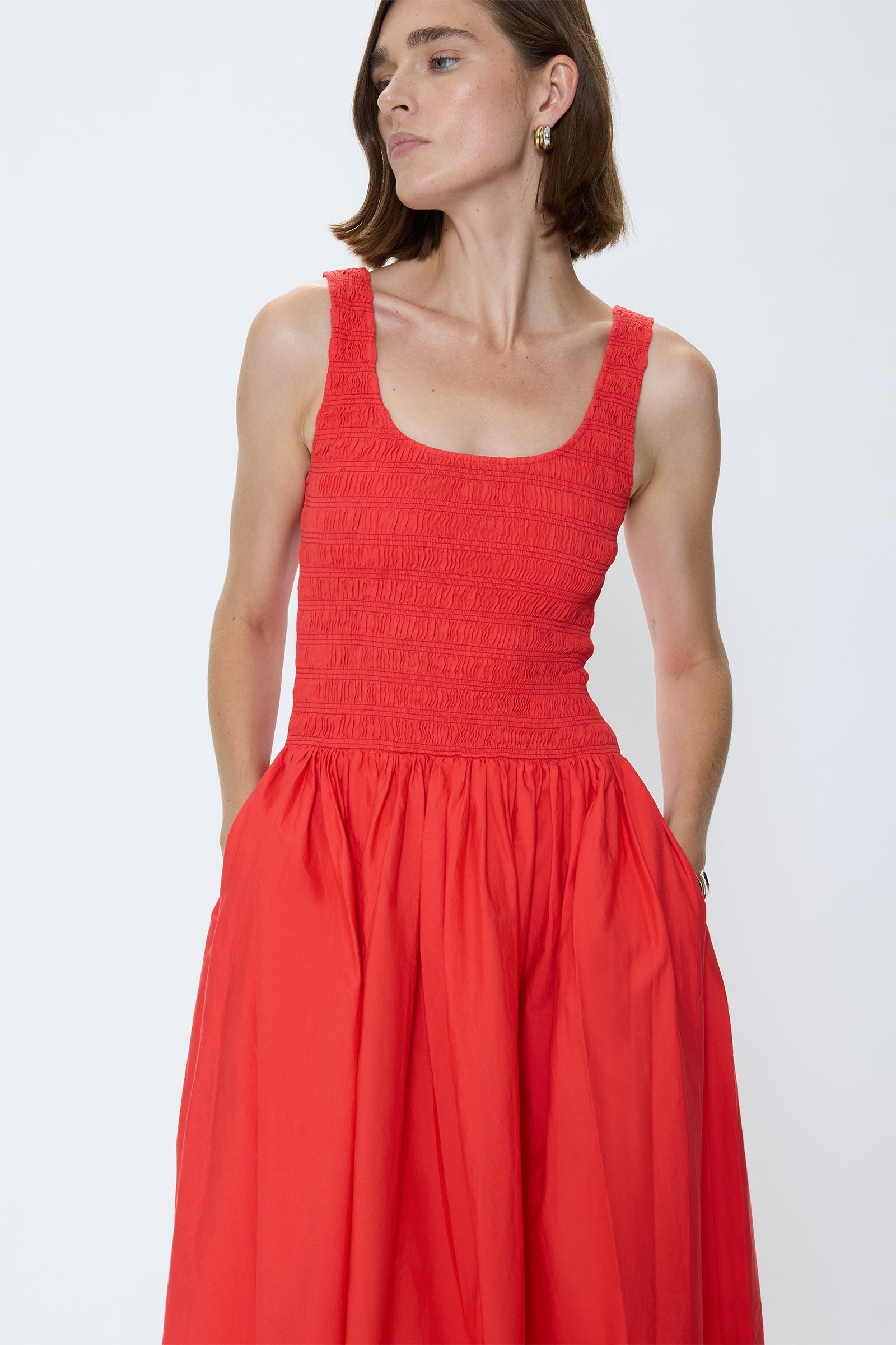 Alessia Smocked Drop Waist Dress - Maraschino Pistola Denim Alessia Smocked Drop Waist Dress - Maraschino Pistola Denim