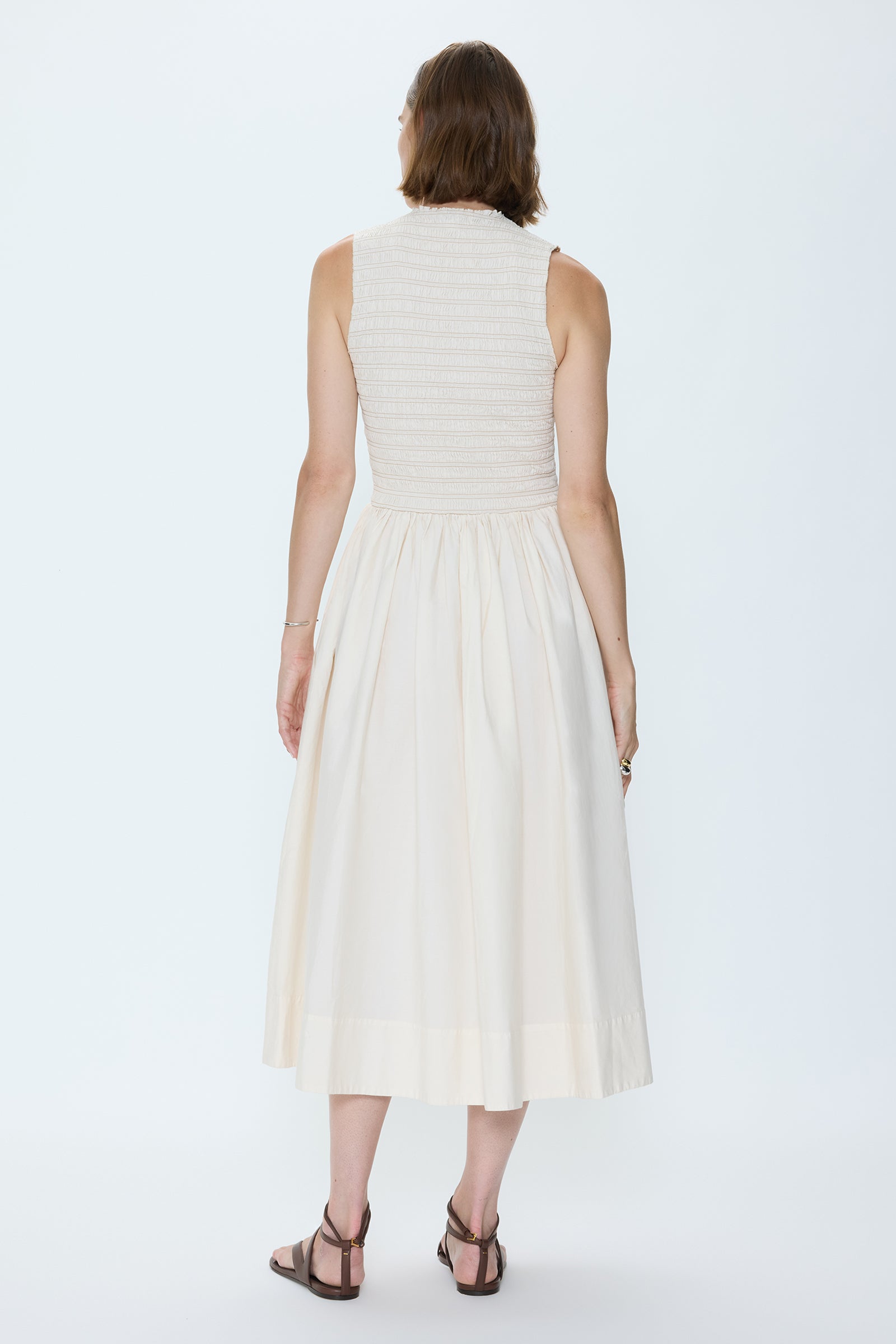 Pistola Gladys Smocked Bodice Dress - Oyster Shell dress