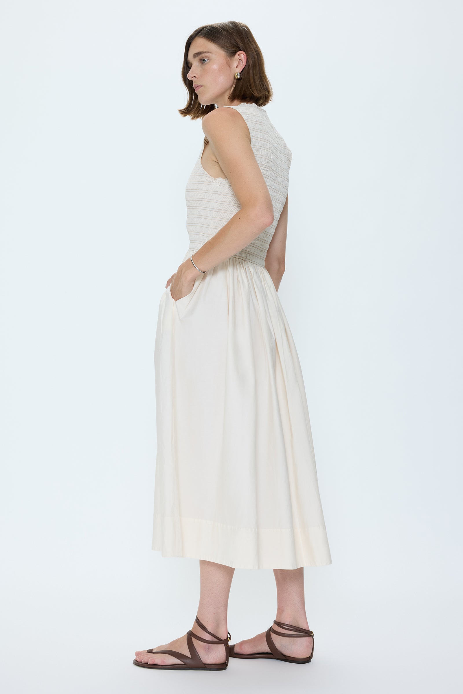 Pistola Gladys Smocked Bodice Dress - Oyster Shell dress