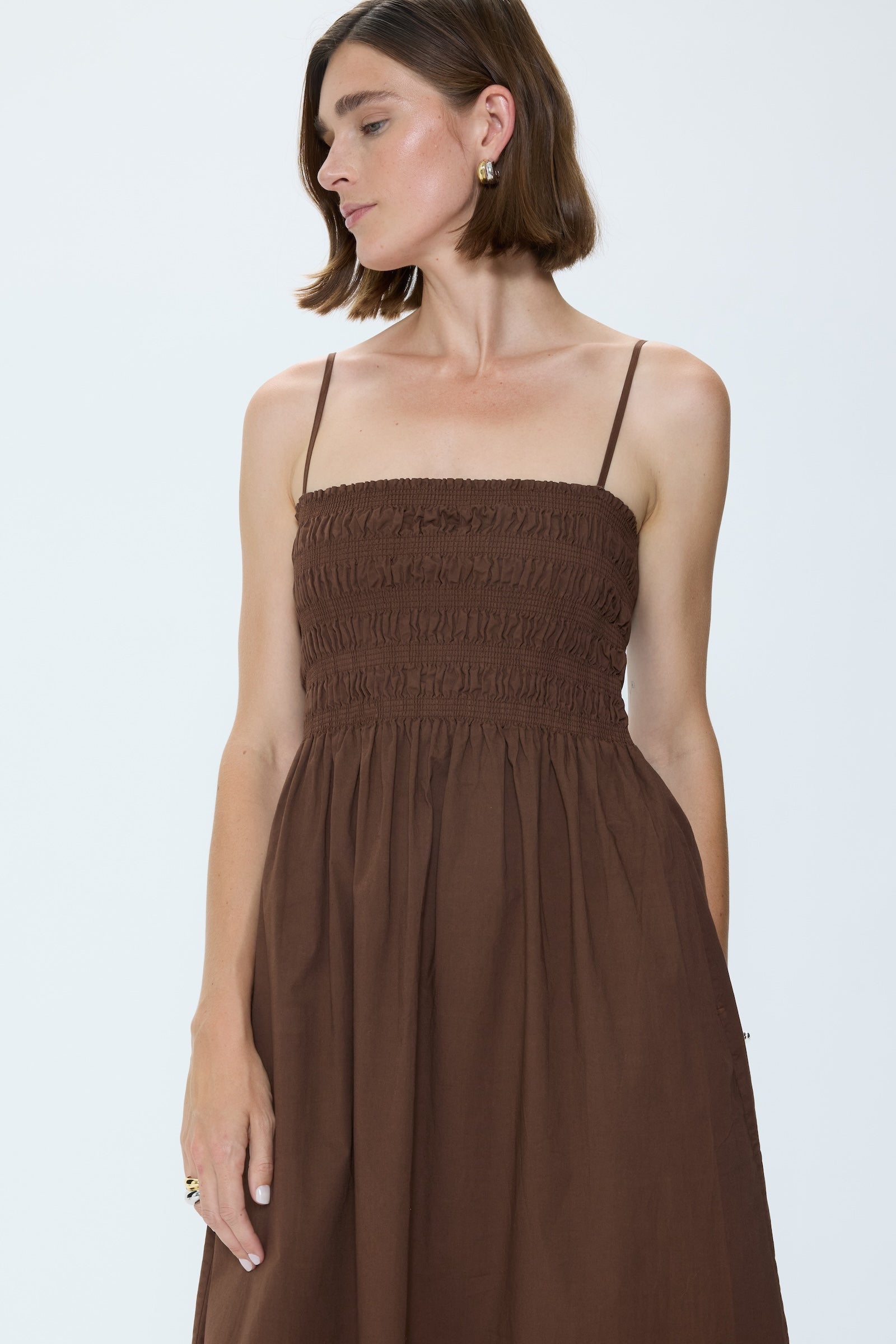 Bianca Shirred Bodice Dress - Bruna Pistola Denim Bianca Shirred Bodice Dress - Bruna Pistola Denim