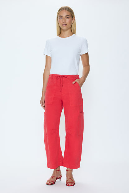 Sabrina Curved Utility Pant in Maraschino