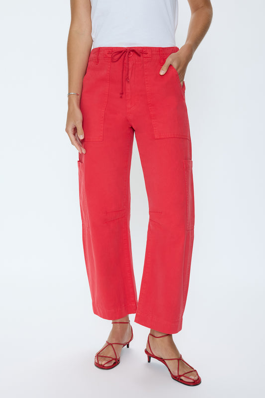 Sabrina Curved Utility Pant in Maraschino