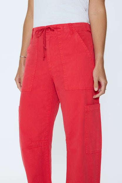 Sabrina Curved Utility Pant in Maraschino