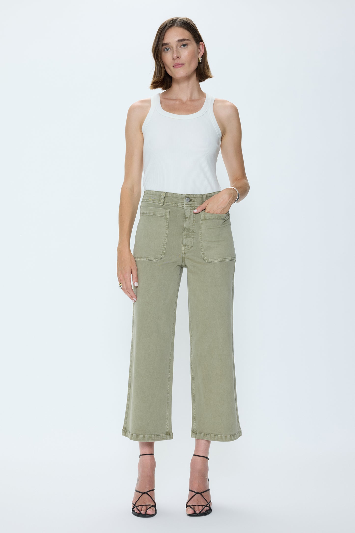 Zooey Patch Pocket Utility Pant - Slate Green