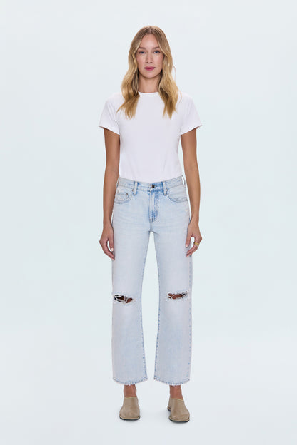 PETITE Lexi Mid Rise Bowed Straight Jean - Solstice Distressed