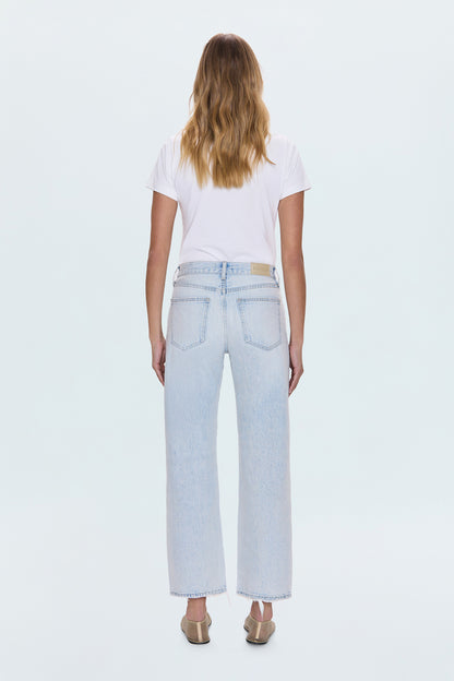 Lexi Mid Rise Bowed Straight Jean - Solstice Distressed