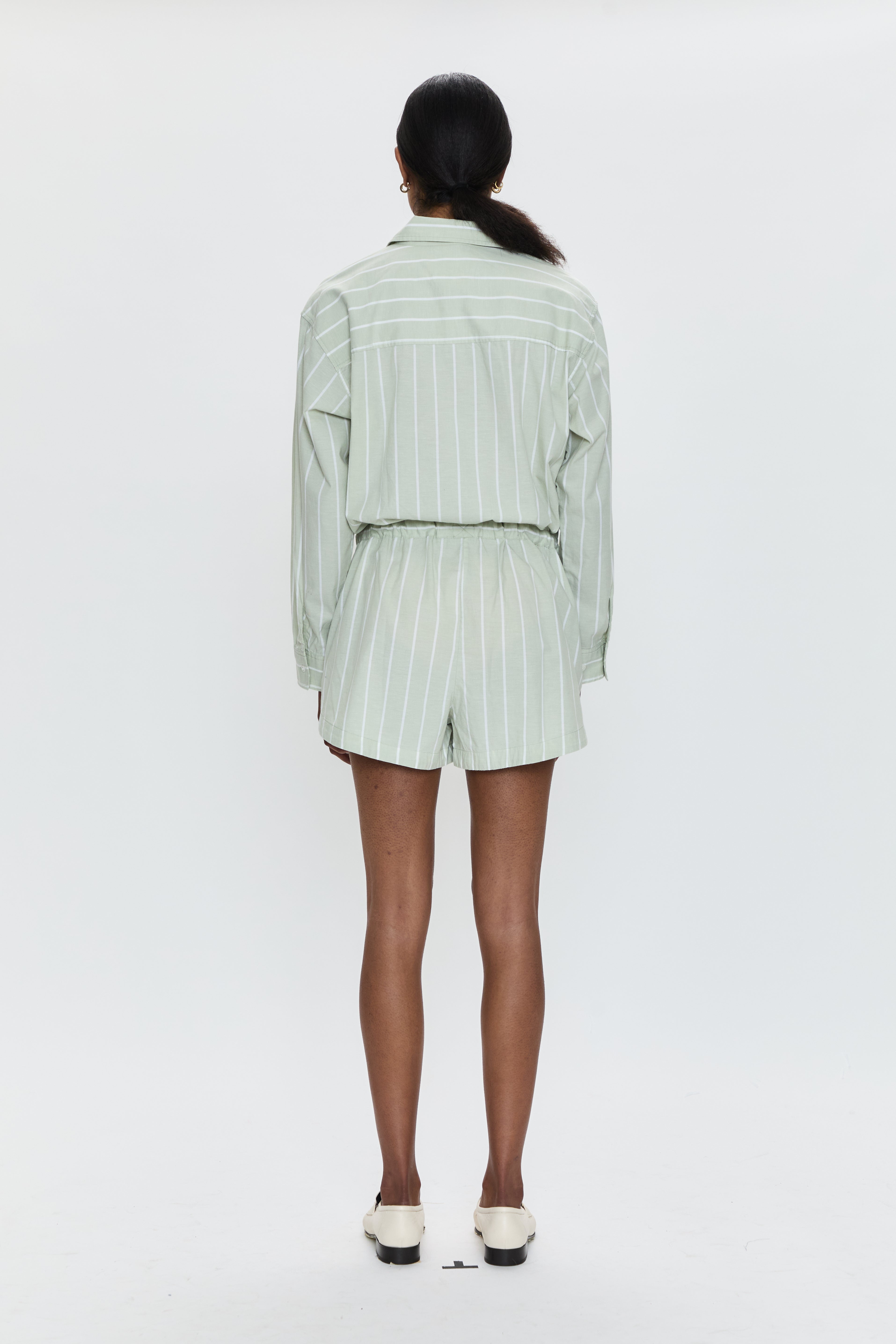 Amelie Romper- Pistachio Stripe – Pistola Denim