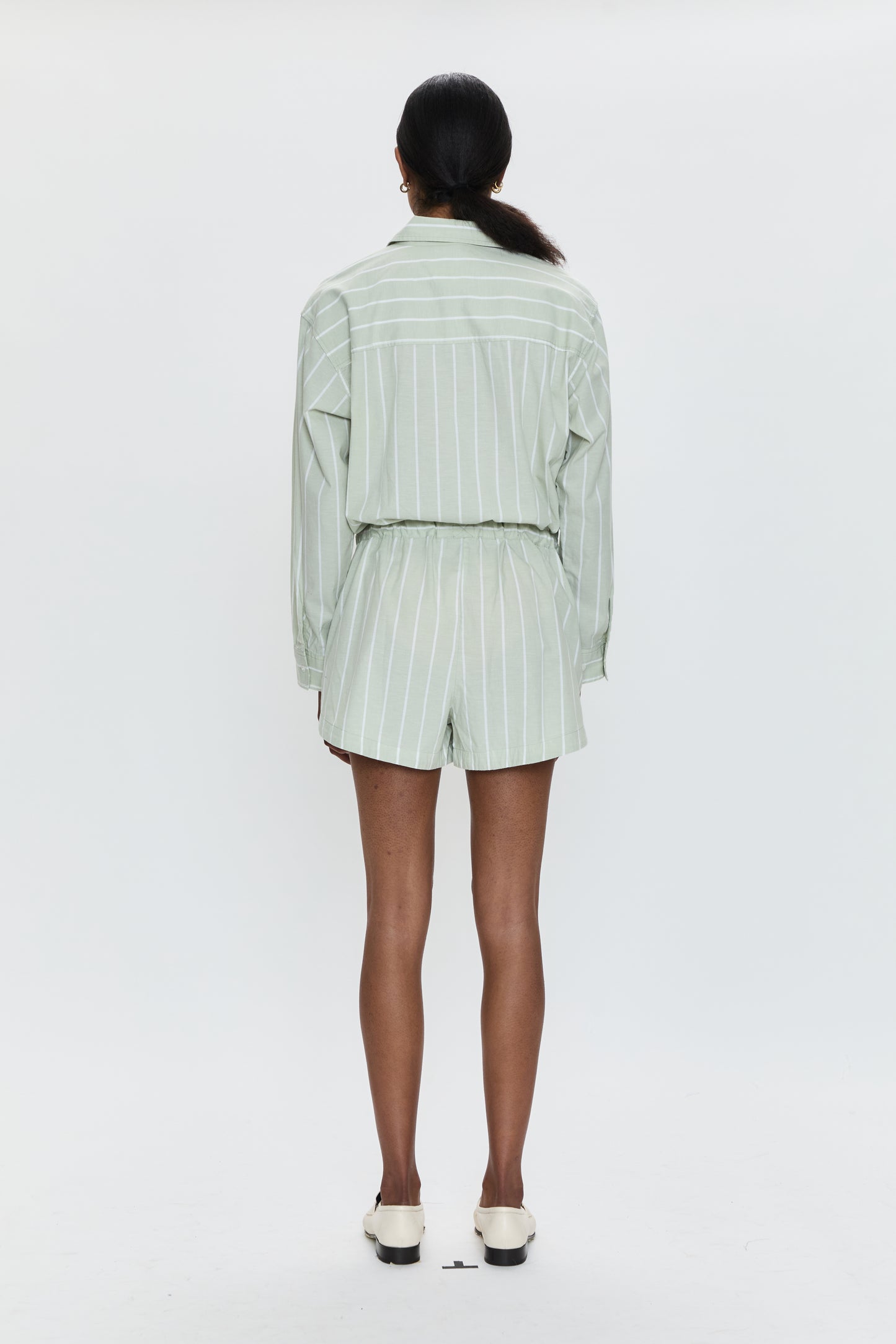 Amelie Romper- Pistachio Stripe