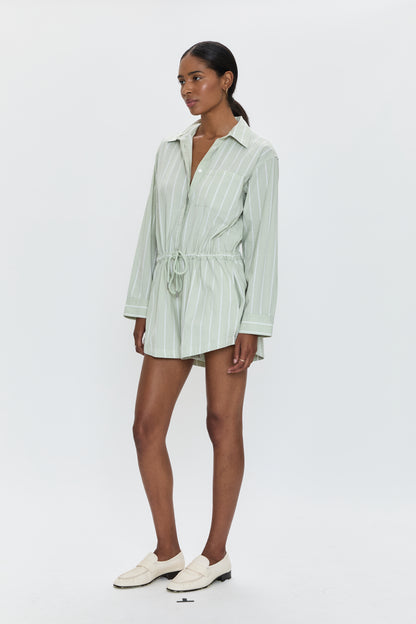 Amelie Romper- Pistachio Stripe