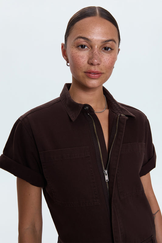 Cruz Barrel Leg Jumpsuit- Mocha