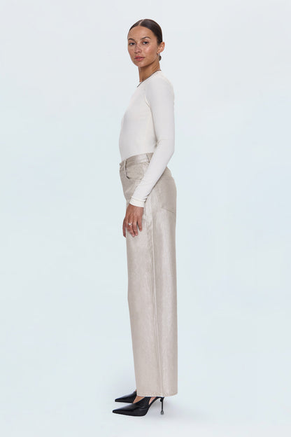 Tate High Rise Bowed Wide Leg Jean - Champagne Luster