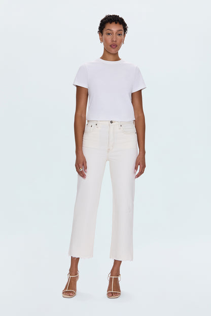 Cassie Crop Super High Rise Straight Jean - Ecru Vintage