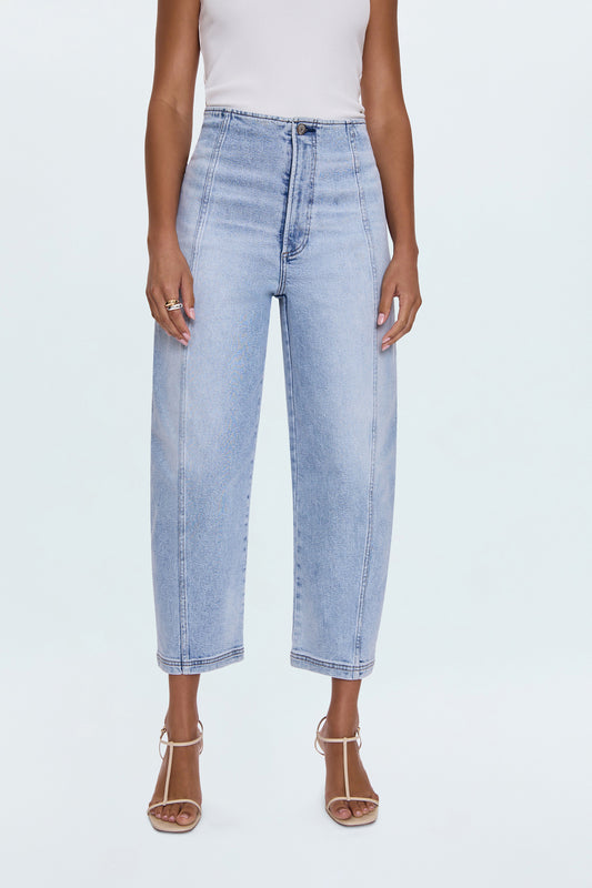 Blair High Rise Seamed Barrel Jean - Pristine