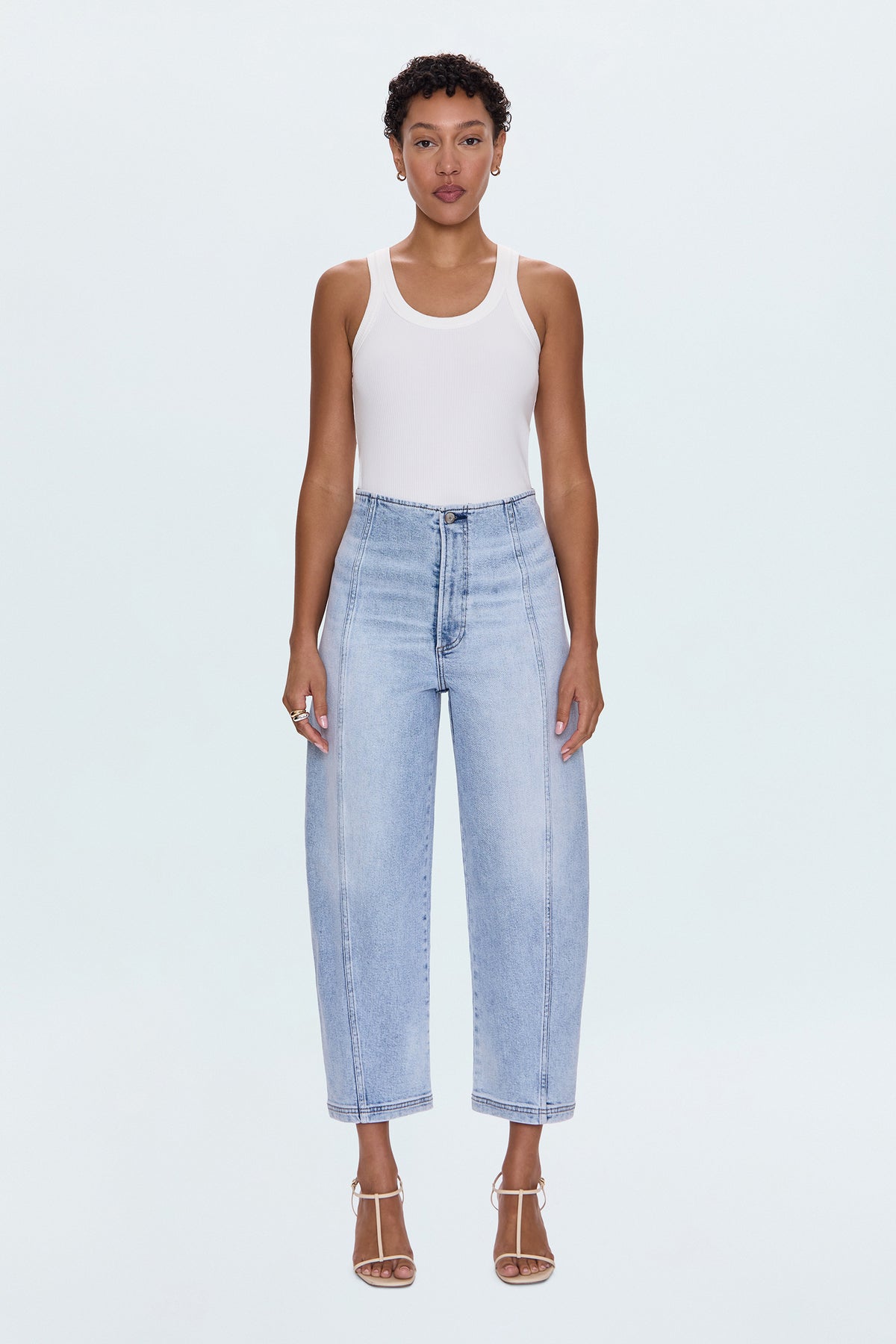 Blair High Rise Seamed Barrel Jean Pristine