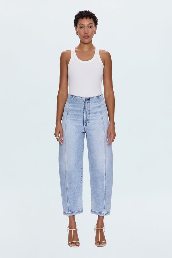 Blair High Rise Seamed Barrel Jean - Pristine