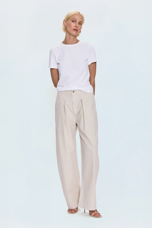 Eden Pleated Barrel Trouser – Parchment