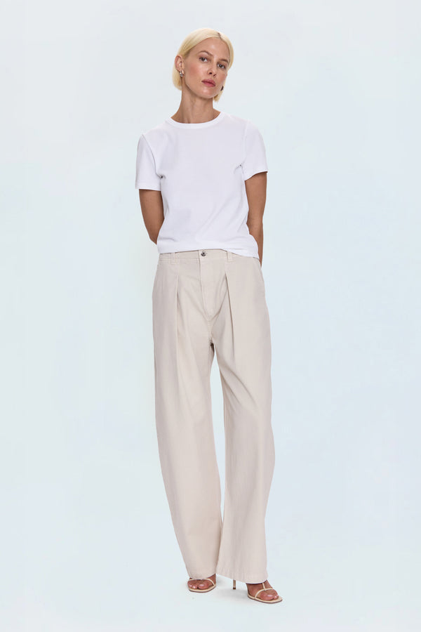 Eden Pleated Barrel Trouser – Parchment