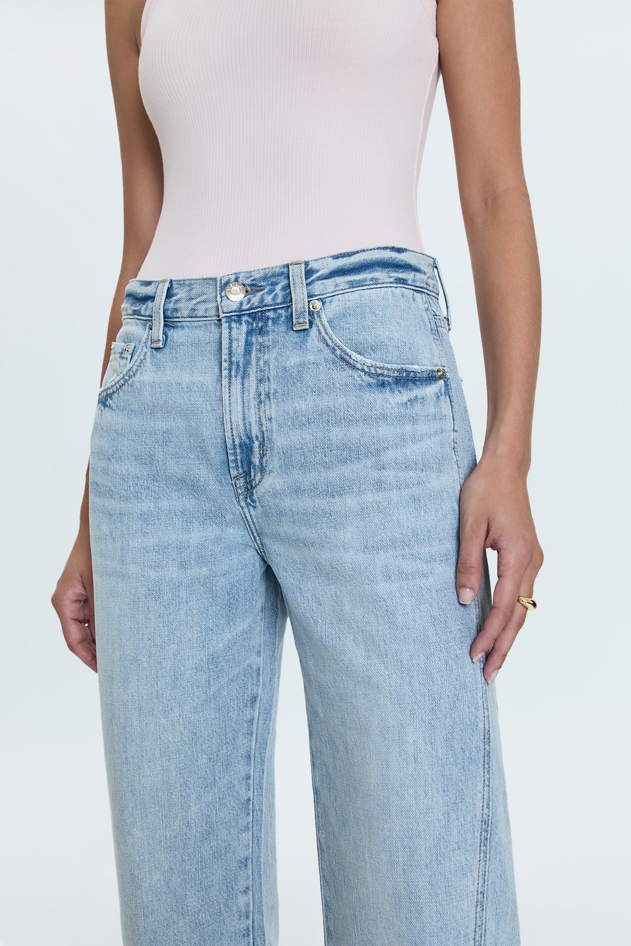 Kacey Mid Rise Cuffed Boyfriend Jeans- Laguna main image 1