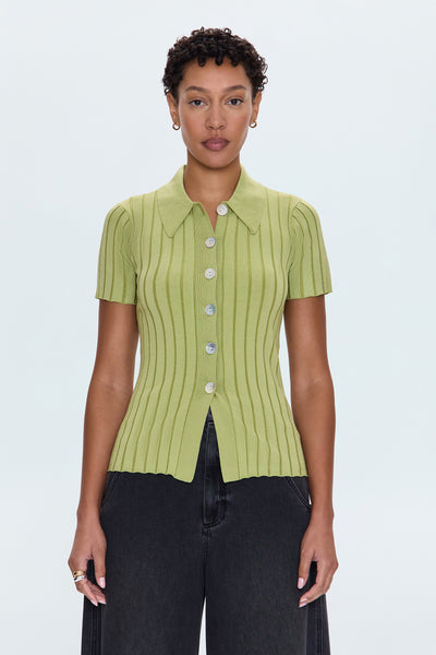 Dominique Ribbed Cardigan - Soft Lime – Pistola Denim