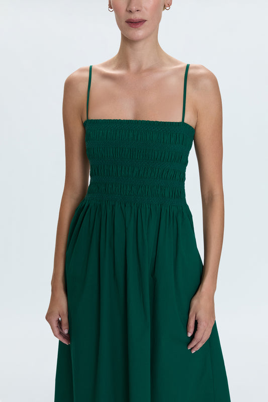 Bianca Shirred Bodice Dress - Emerald