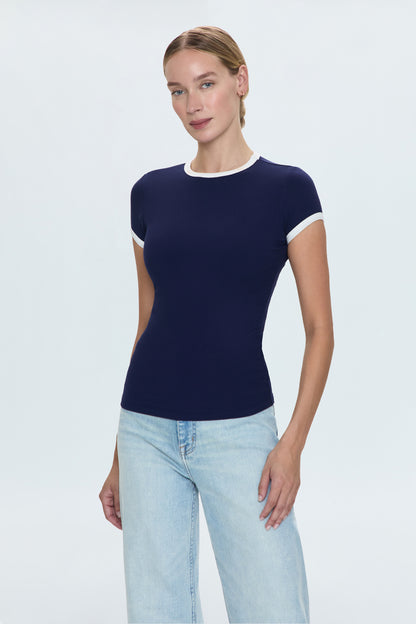 Renee Baby Ringer Tee- Maritime and White
