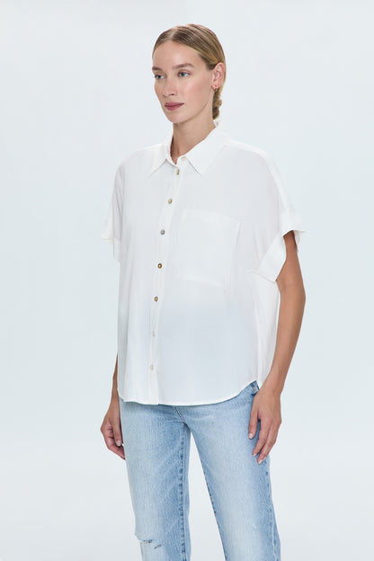 Donnie Short Sleeve Button Up- Le Blanc