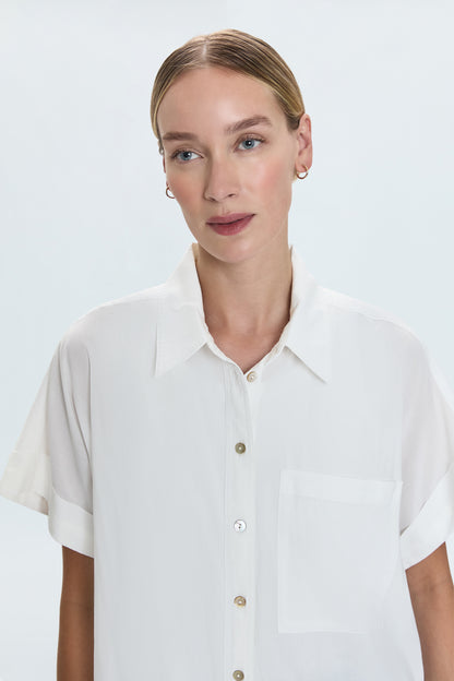 Donnie Short Sleeve Button Up- Le Blanc