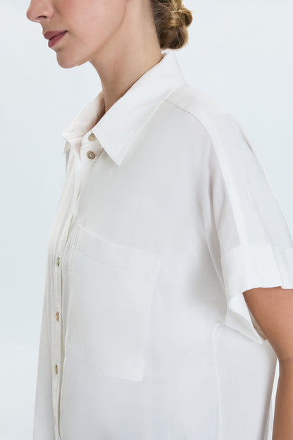 Donnie Short Sleeve Button Up- Le Blanc