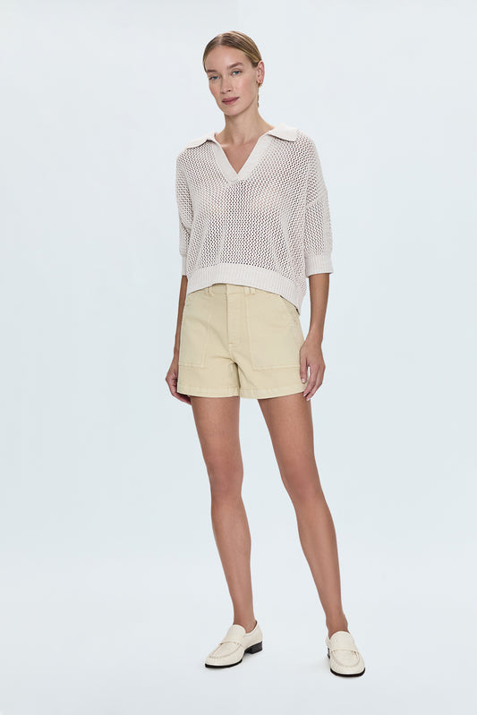 Marissa High Rise Utility Short- Custard Yellow
