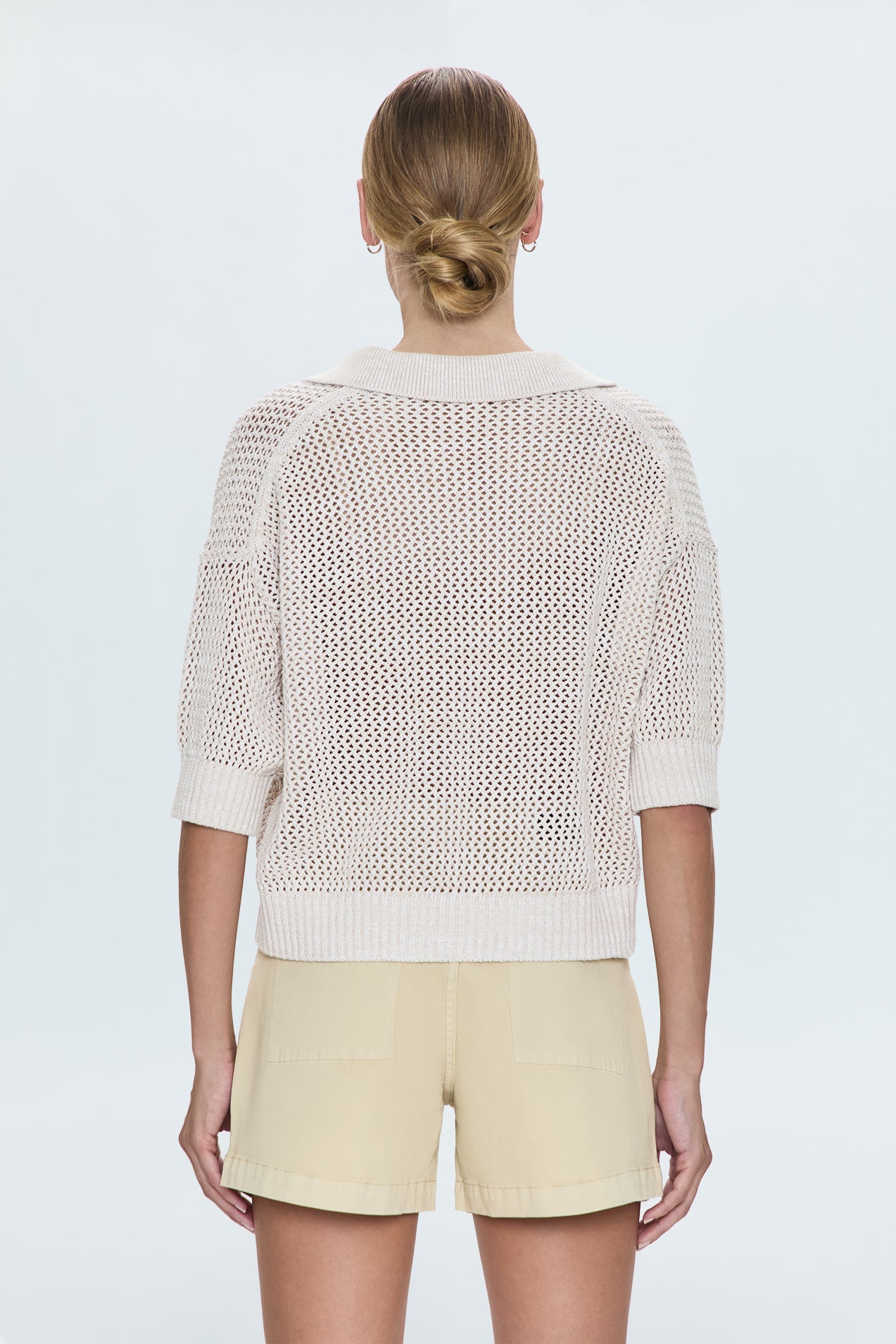 Emma Open Knit Polo- Dove Marl