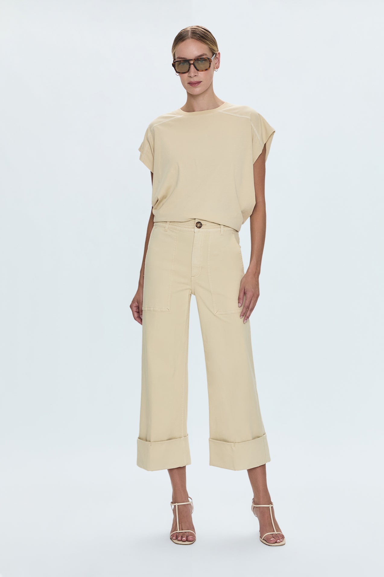 Maya Cuffed Hem Wide Leg Pants- Custard Yellow