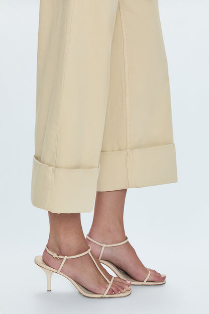 Maya Cuffed Hem Wide Leg Pants- Custard Yellow