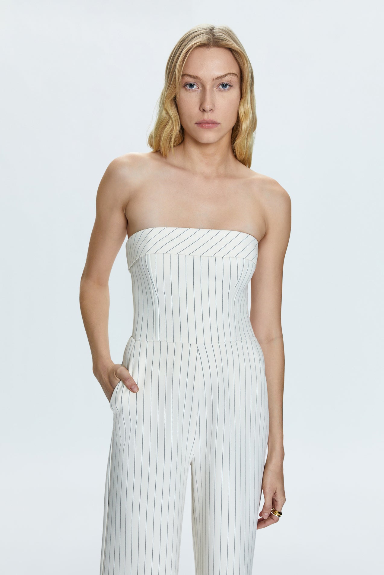 Valentina Jumpsuit - Le Blanc Pinstripe