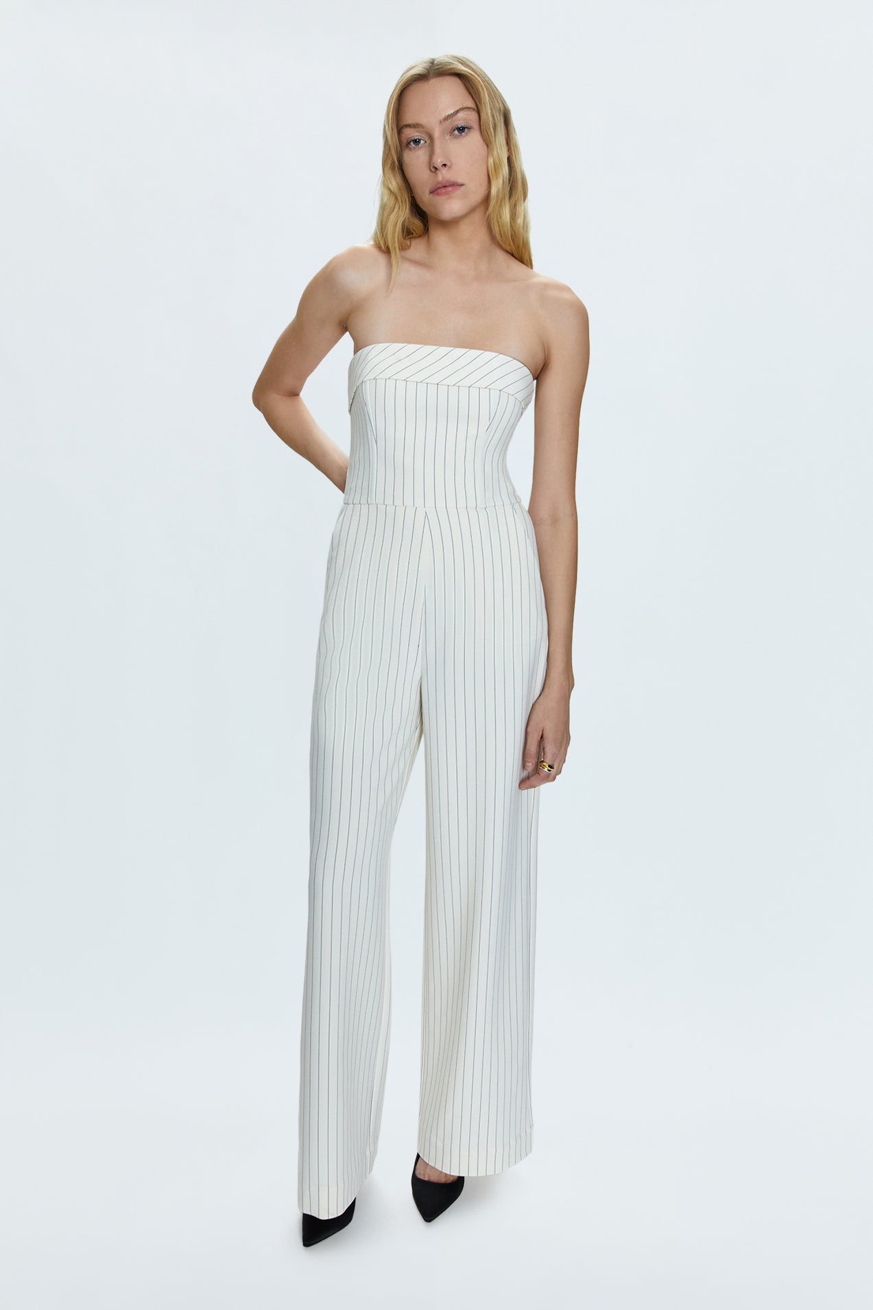 Valentina Jumpsuit - Le Blanc Pinstripe