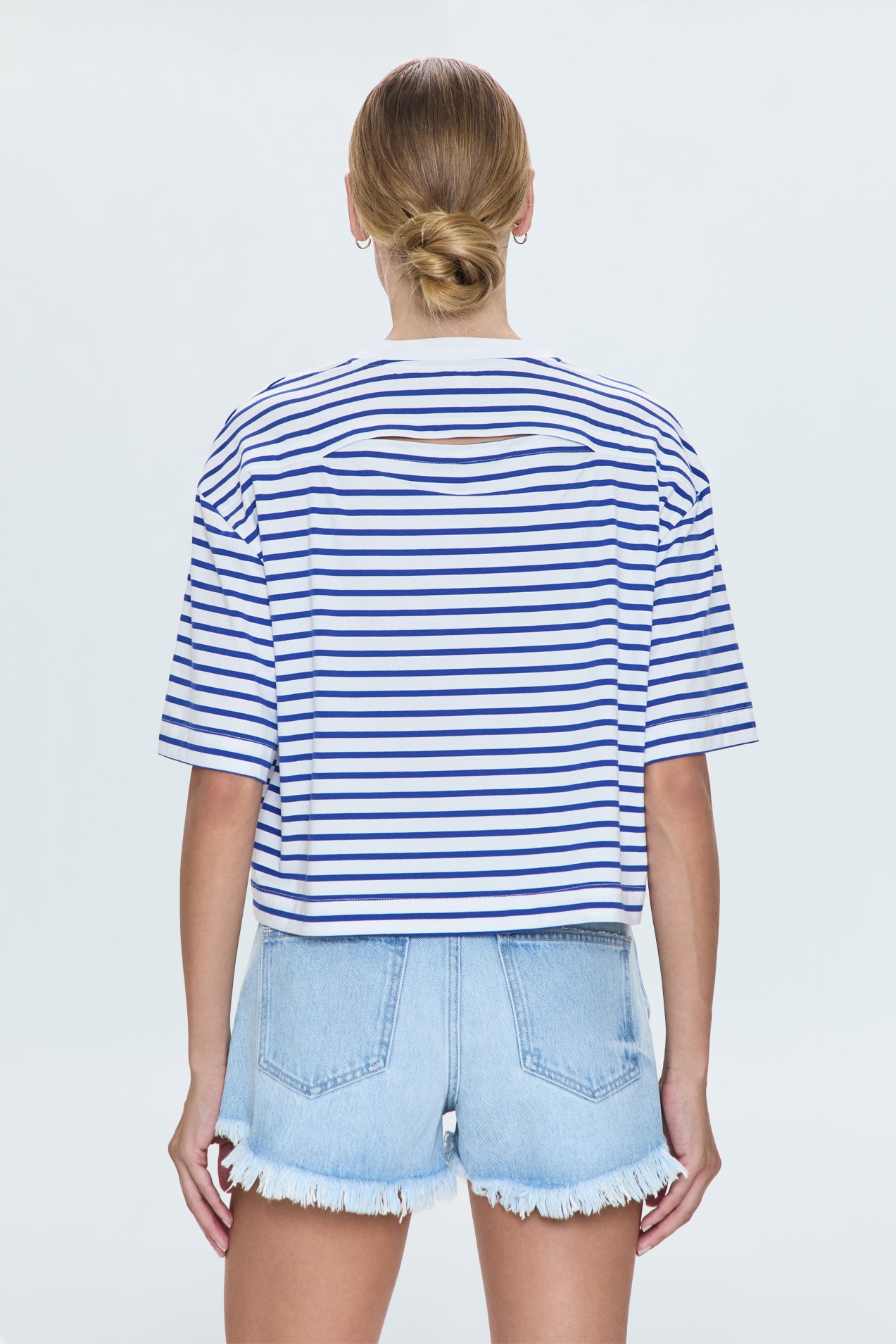 Mae Cropped Tee- Maritime White Stripe
