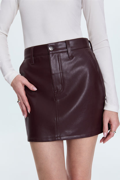 Abi High Rise Mini Skirt - Cabernet