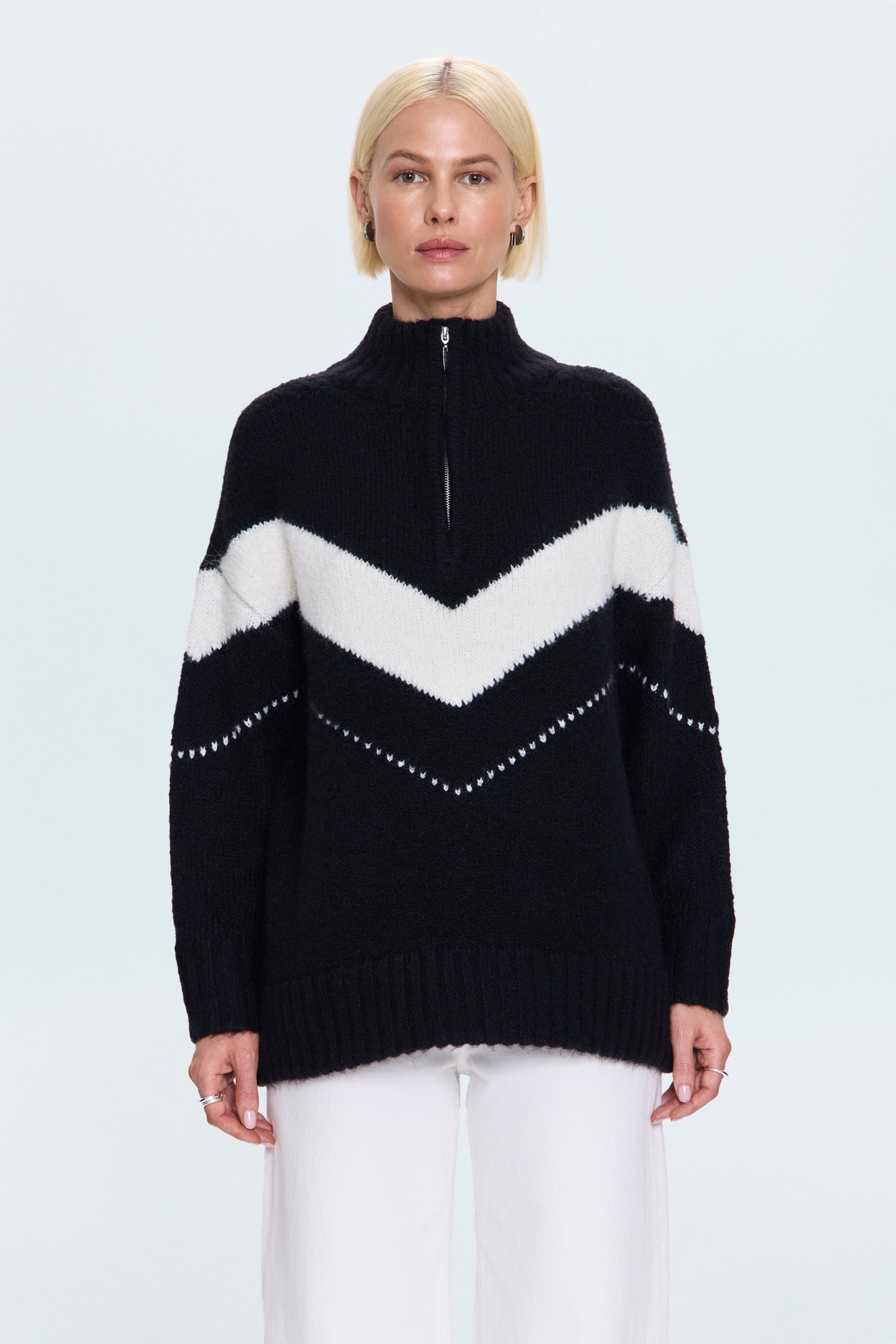 Arden Chevron Colorblock Sweater - Black Vanilla Ice