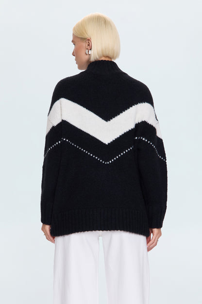 Arden Chevron Colorblock Sweater - Black Vanilla Ice