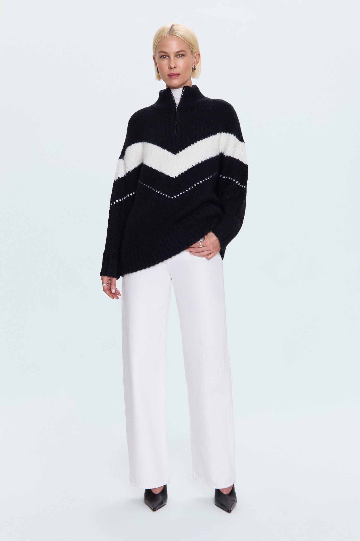 Arden Chevron Colorblock Sweater - Black Vanilla Ice
